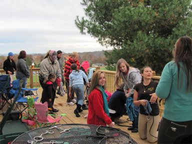 tack cleaning barn family on the deck